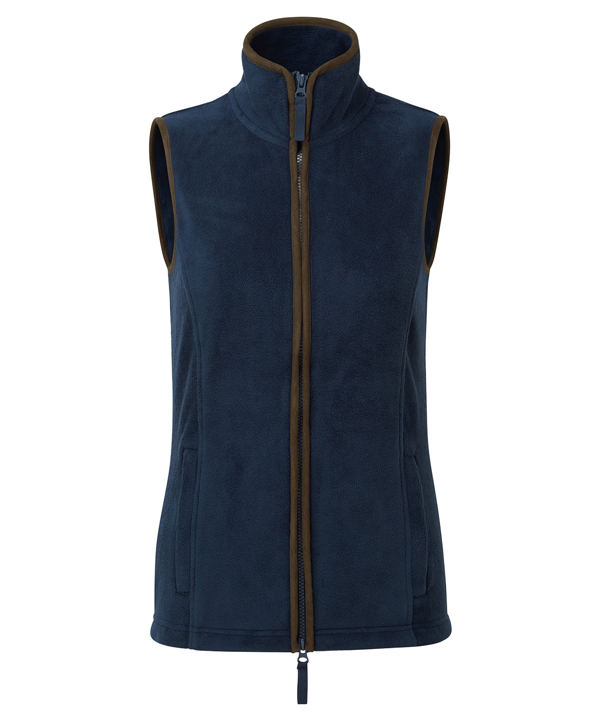 Premier PR804 Women’s artisan fleece gilet in Navy/Brown