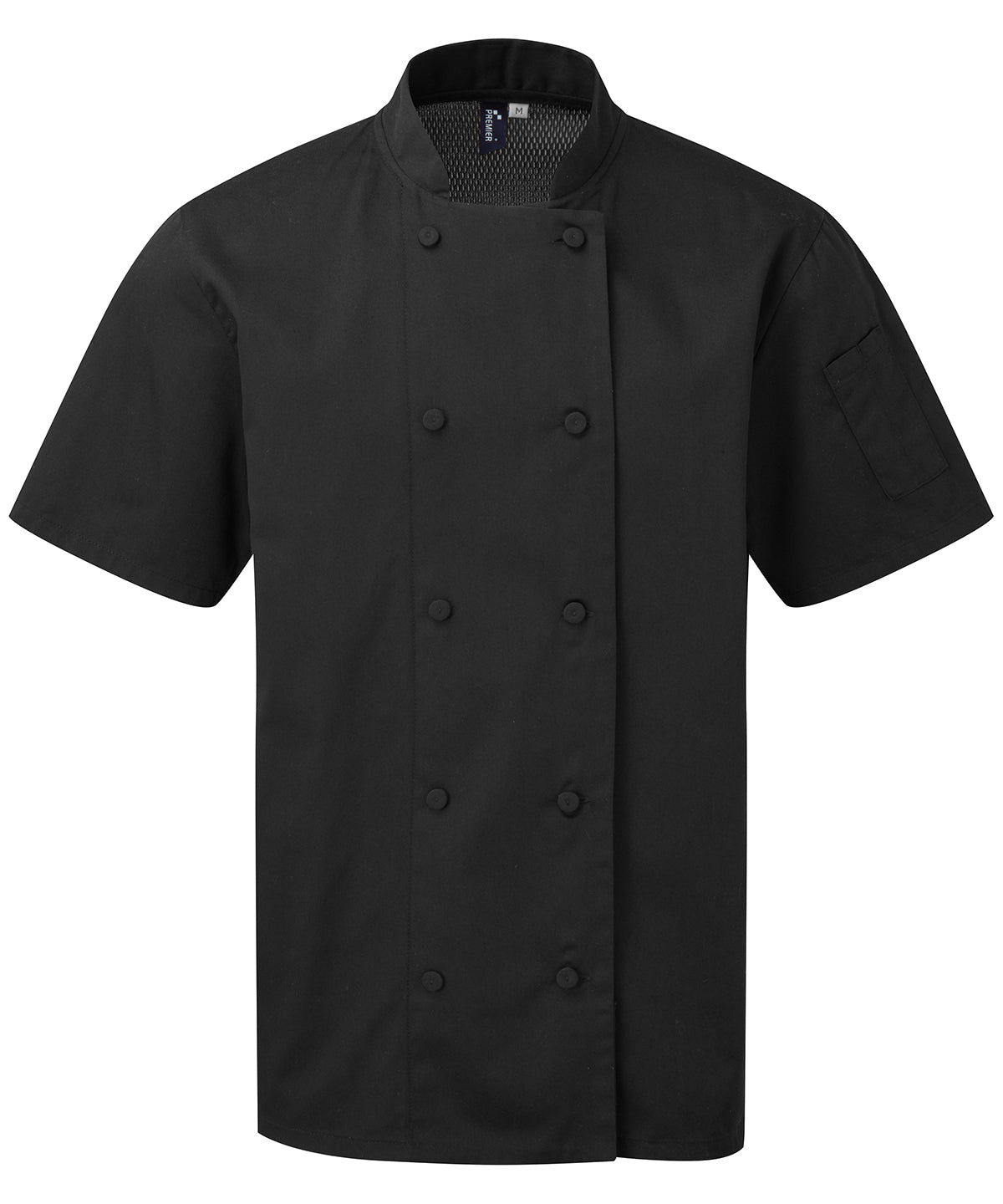 Premier PR902 Chefs Coolchecker® short sleeve jacket in Black