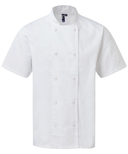 Premier PR902 Chefs Coolchecker® short sleeve jacket in White