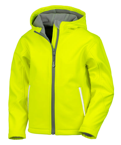 Result Core R224J Core junior TX performance hooded softshell jacket in Neon Yellow