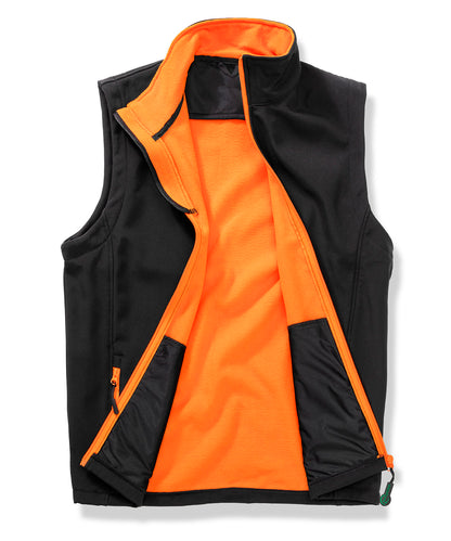 Result Core R232M Printable softshell bodywarmer in Black/Orange