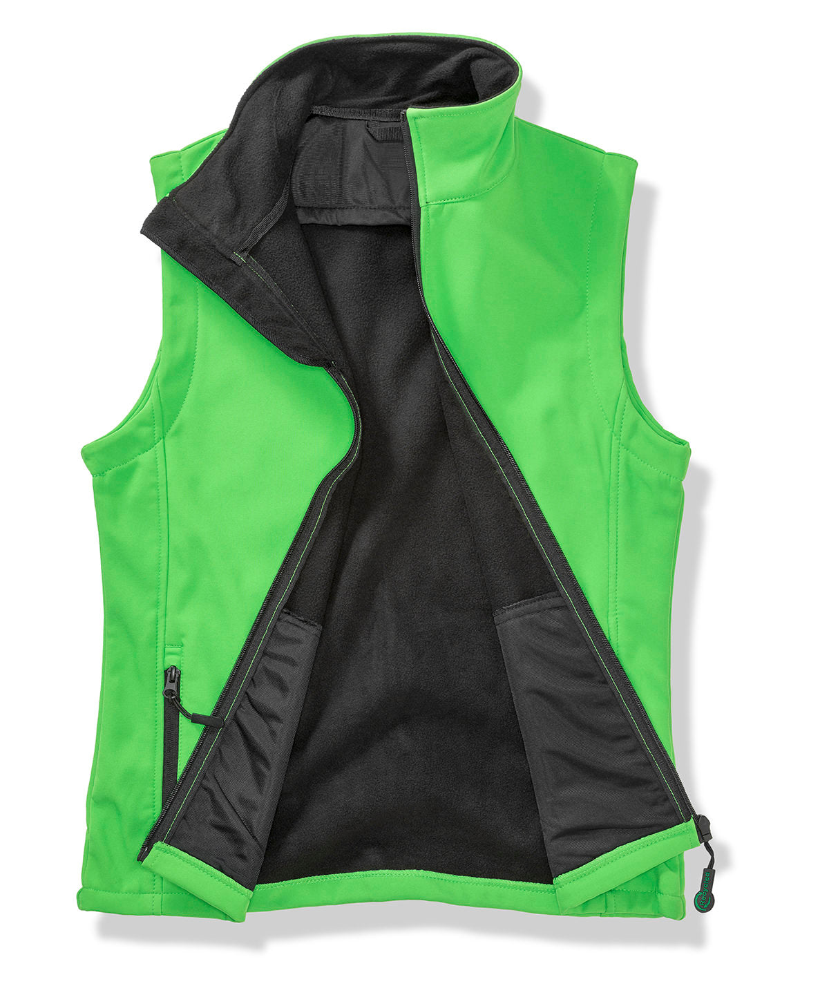 Result Core R232M Printable softshell bodywarmer in Vivid Green/Black