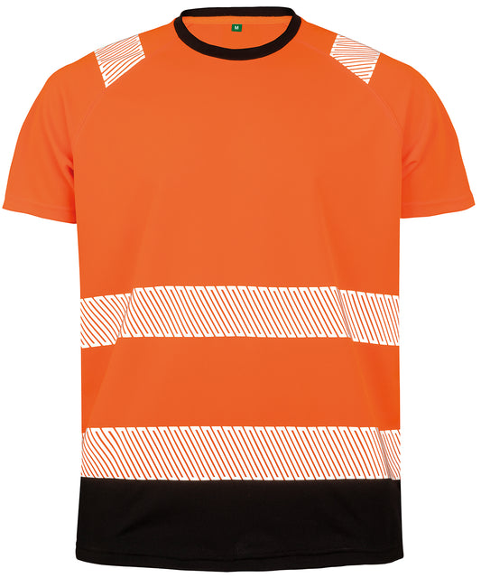 Result Recycled R502X Recycled safety t-shirt in Fluorescent Orange/Black