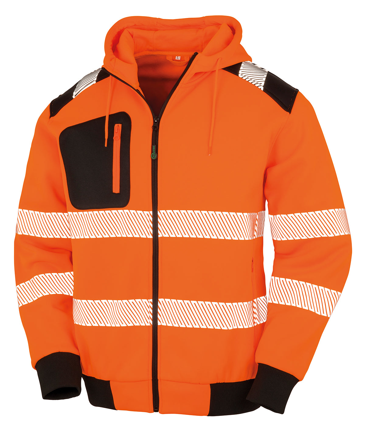 Result Recycled R503X Recycled robust zipped safety hoodie in Fluorescent Orange/Black