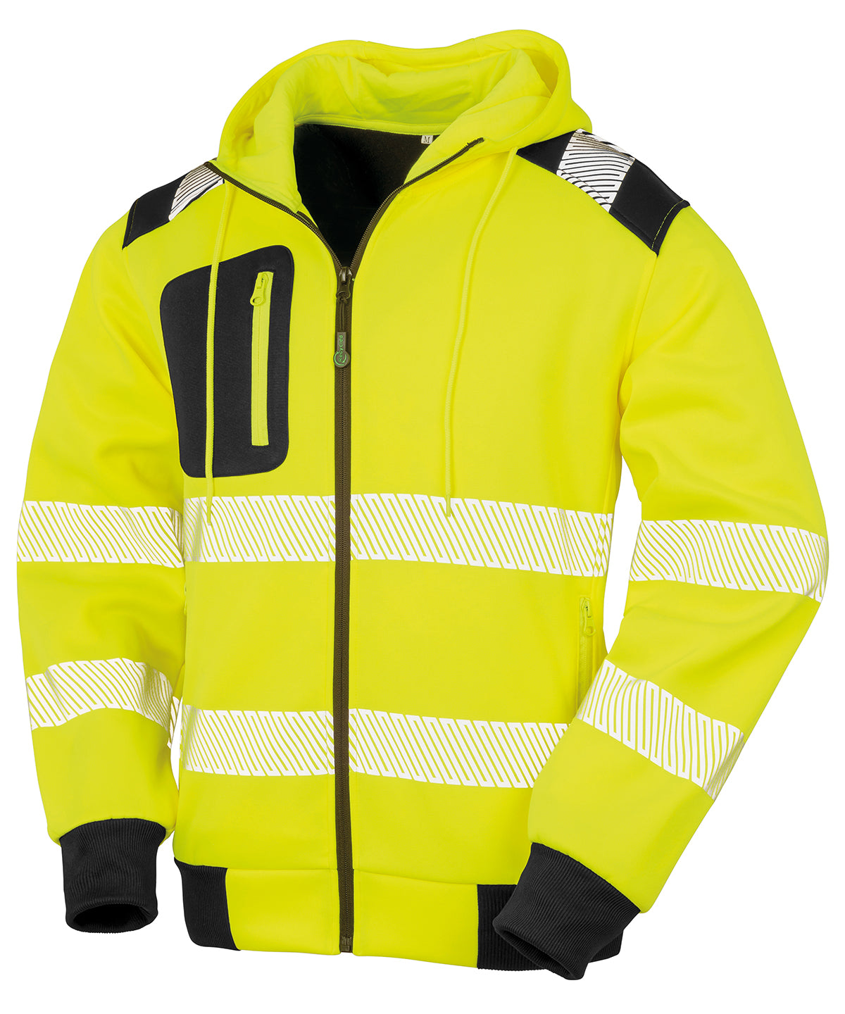 Result Recycled R503X Recycled robust zipped safety hoodie in Fluorescent Yellow/Black
