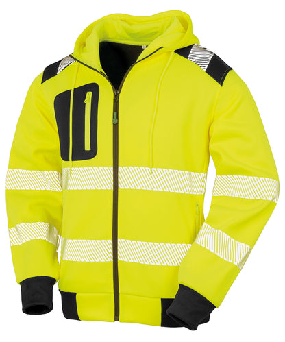 Result Recycled R503X Recycled robust zipped safety hoodie in Fluorescent Yellow/Black