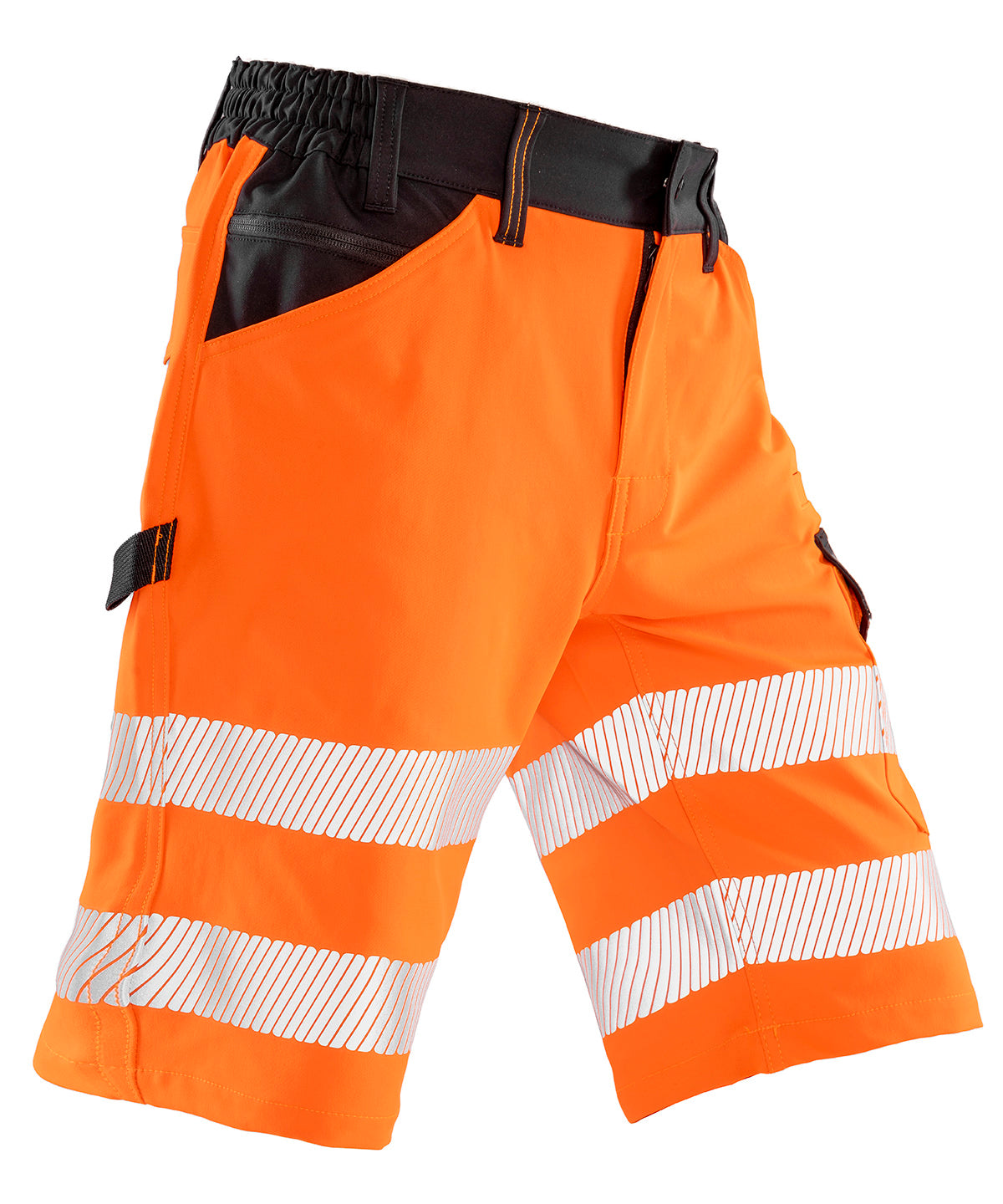 Result Safeguard R519X Safe-Guard recycled dynamic stretch safety shorts in Fluorescent Orange