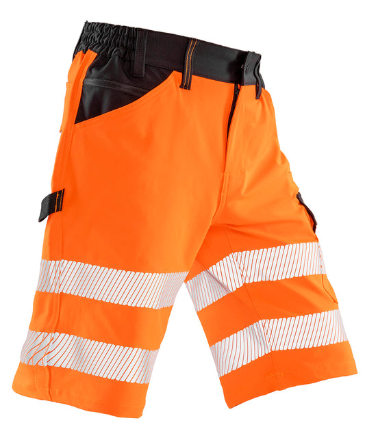 Result Safeguard R519X Safe-Guard recycled dynamic stretch safety shorts in Fluorescent Orange
