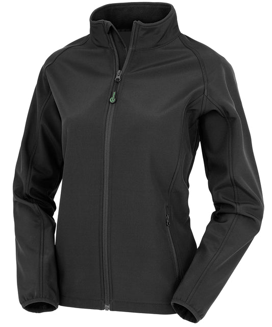 Result Recycled R901F Women's recycled 2-layer printable softshell jacket in Black