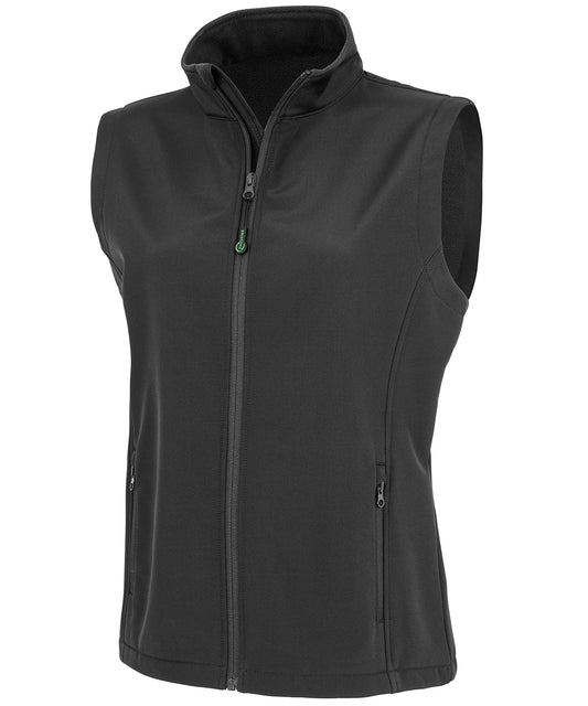 Result Recycled R902F Women's recycled 2-layer printable softshell bodywarmer in Black