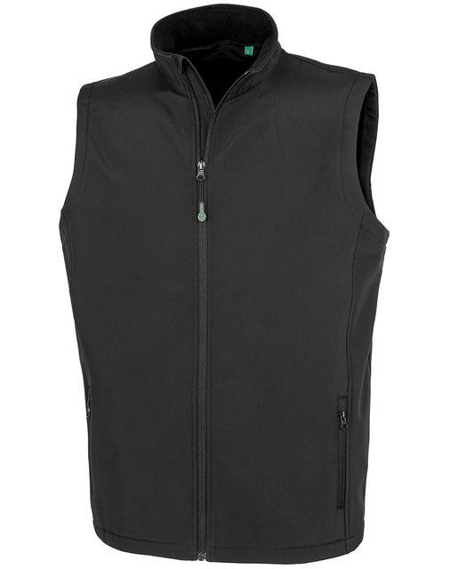 Result Recycled R902M Men's recycled 2-layer printable softshell bodywarmer in Black