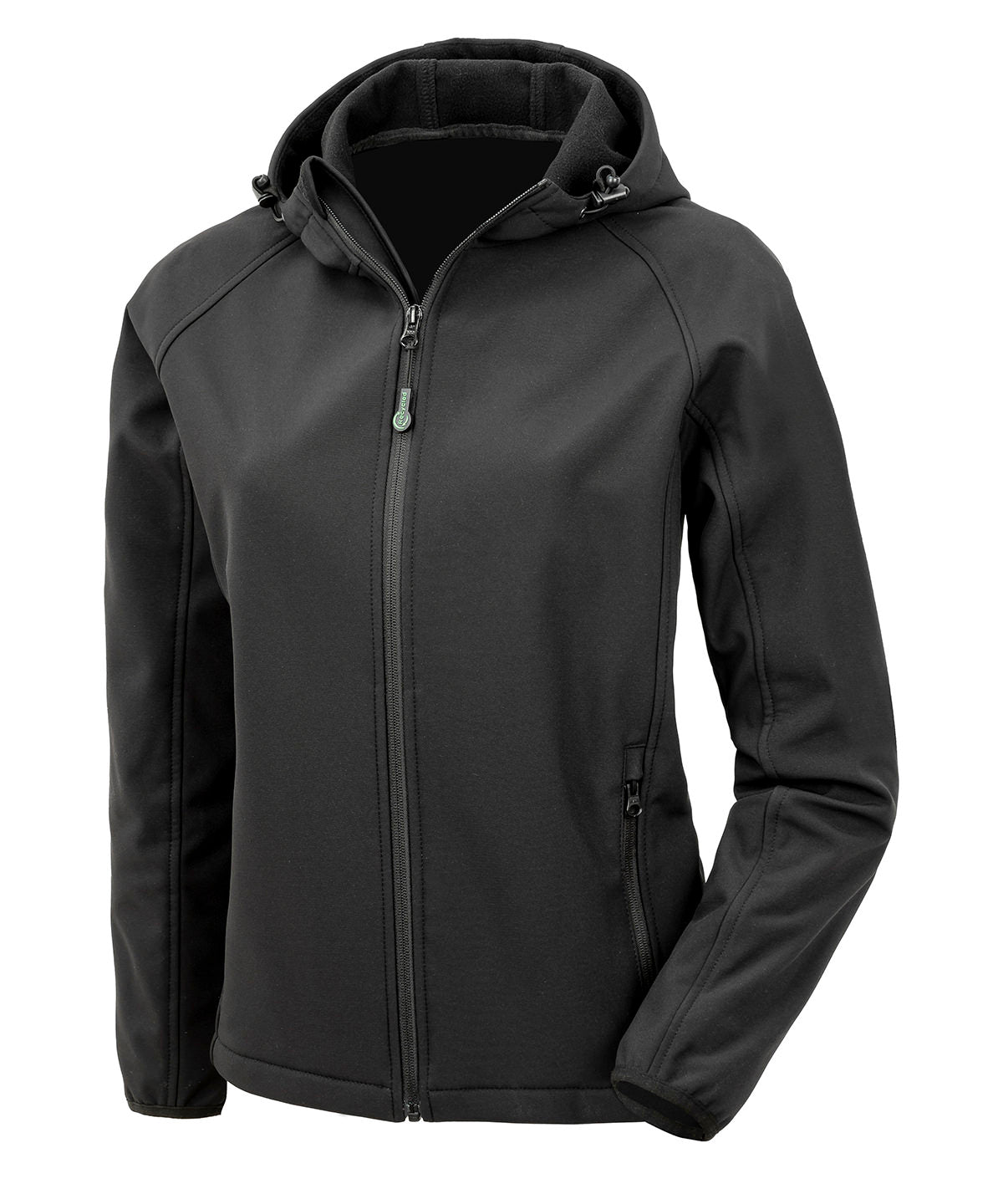 Result Recycled R911F Women’s recycled 3-layer printable hooded softshell in Black