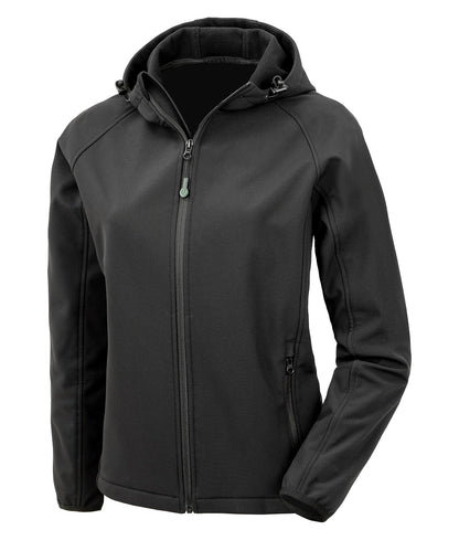 Result Recycled R911F Women’s recycled 3-layer printable hooded softshell in Black