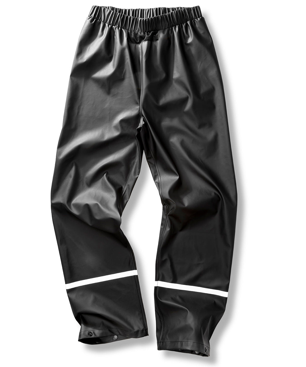 Result Recycled R916X Prism PU waterproof trousers with reflective bands and recycled backing in Black