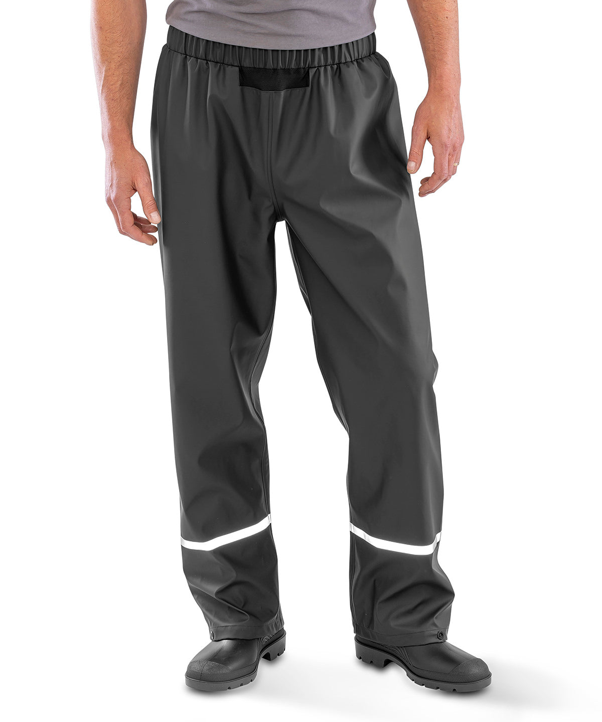 Result Recycled R916X Prism PU waterproof trousers with reflective bands and recycled backing