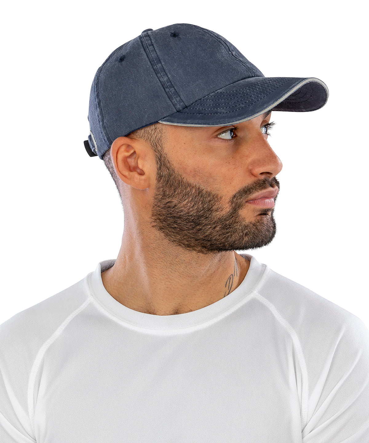 Result Headwear RC54X Washed fine line cotton cap with sandwich peak