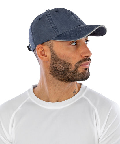 Result Headwear RC54X Washed fine line cotton cap with sandwich peak
