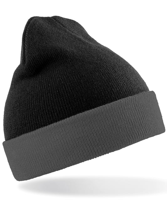 Result Recycled RC930 Recycled compass beanie in Black/Grey