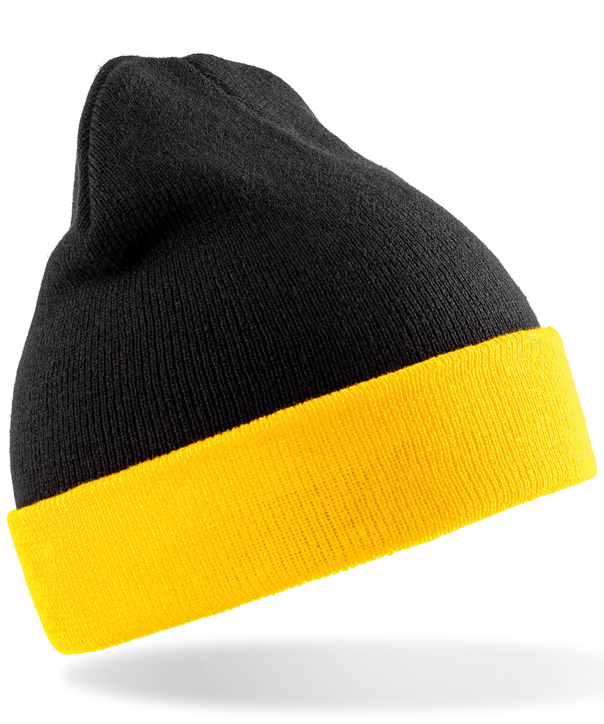 Result Recycled RC930 Recycled compass beanie in Black/Yellow
