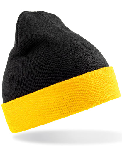 Result Recycled RC930 Recycled compass beanie in Black/Yellow