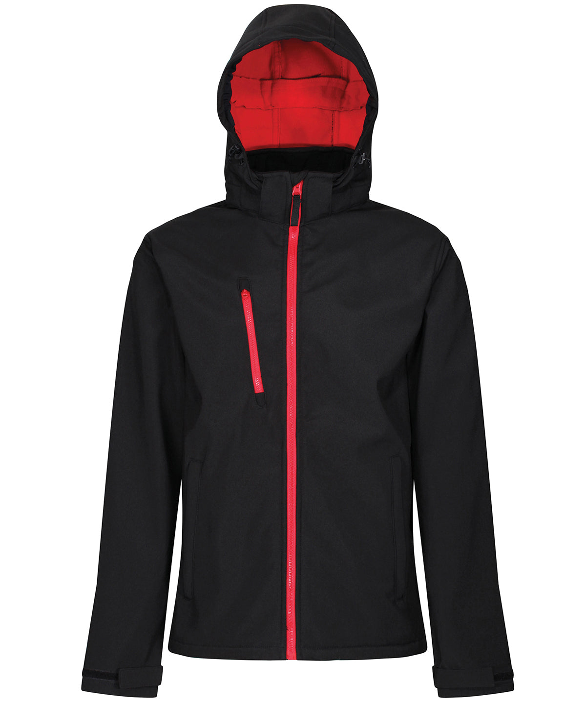 Regatta Professional RG152 Venturer 3-layer hooded softshell jacket in Black/Red