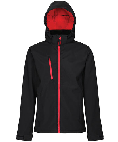 Regatta Professional RG152 Venturer 3-layer hooded softshell jacket in Black/Red
