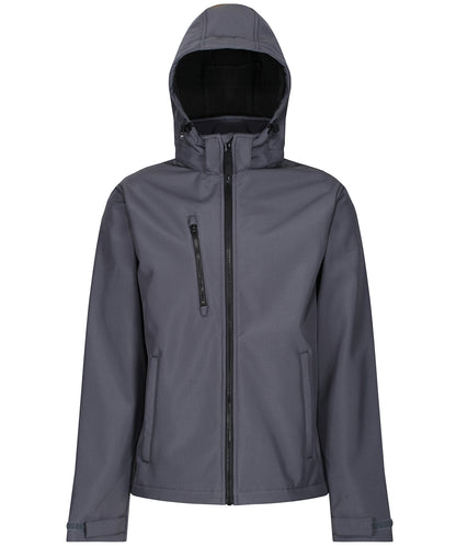 Regatta Professional RG152 Venturer 3-layer hooded softshell jacket in Seal Grey/Black