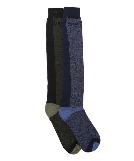 Regatta Professional RG296 Pro 2-pack wellington socks in Assorted (Navy/Khaki)