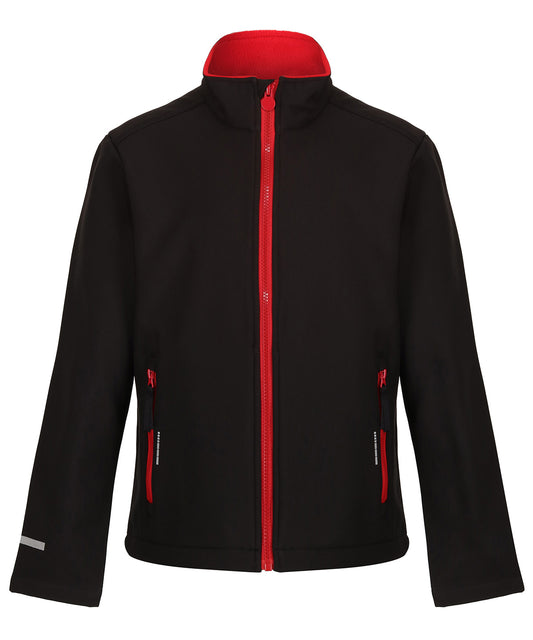 Regatta Junior RG332 Kids Ablaze softshell jacket in Black/Classic Red