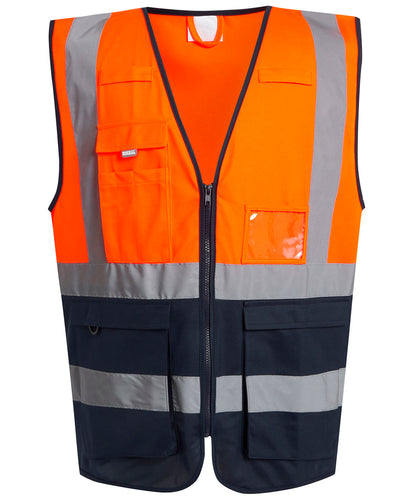 Regatta High Visibility RG469 Pro hi-vis executive vest in Orange/Navy