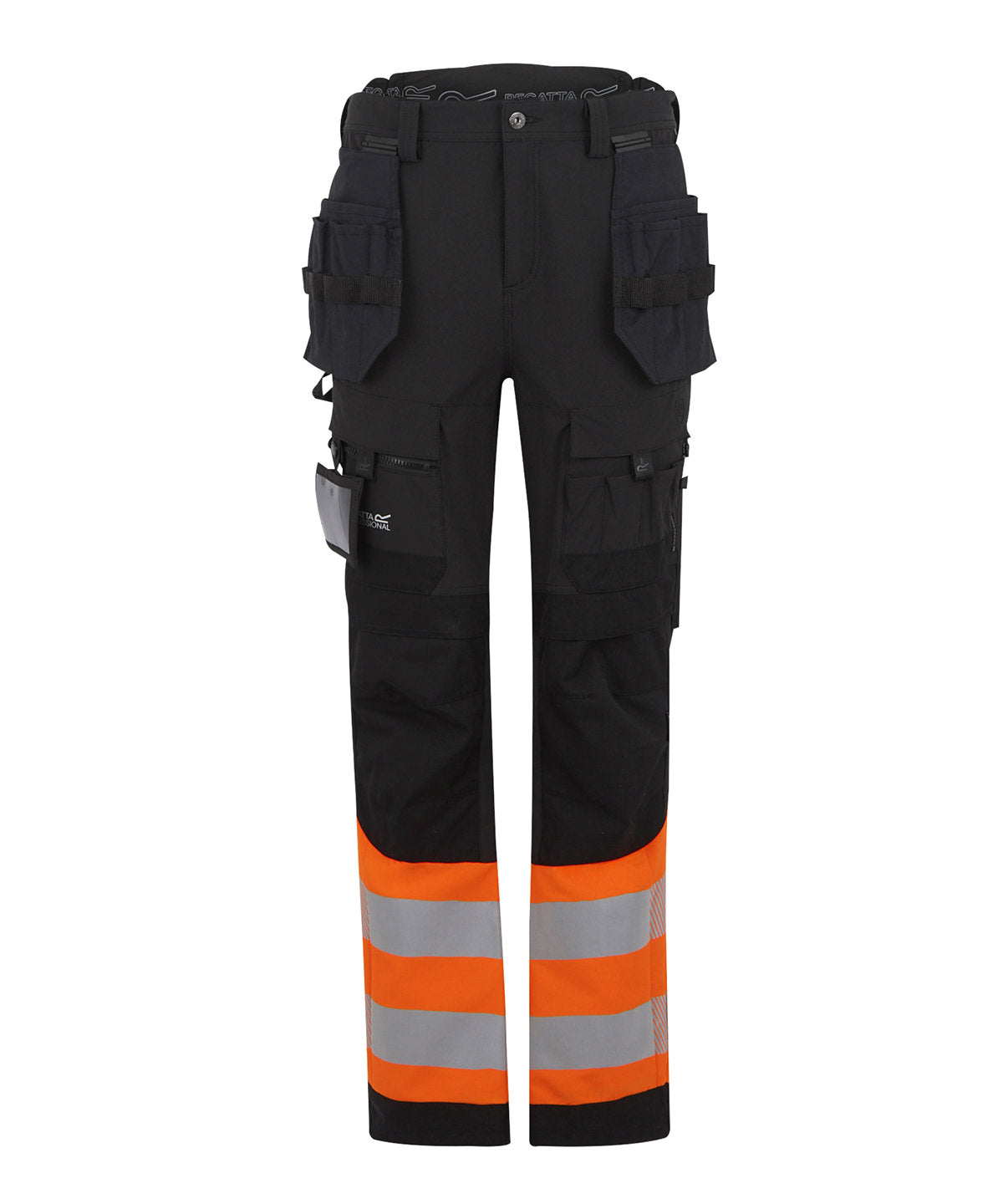 Regatta High Visibility RG480 Hi-Vis X-Pro Stretch holster trousers (Class 1) in Black/Orange