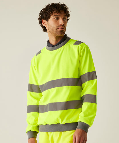 Regatta High Visibility RG487 Hi-vis Pro contrast crew neck sweatshirt
