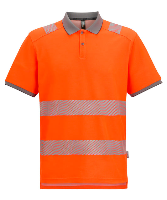 Regatta High Visibility RG492 Hi-vis pro comfort polycotton polo in Black/Orange
