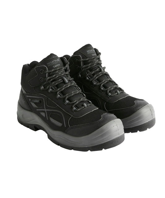 Regatta Safety Footwear RG578 Limestone S6 waterproof boots in Black/Granite