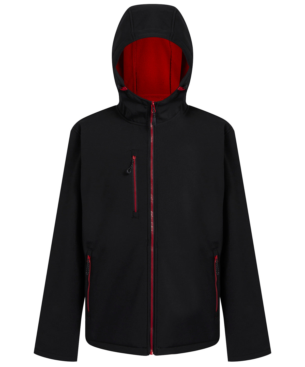 Regatta Professional RG594 Navigate 2-layer hooded softshell jacket in Black/Classic Red
