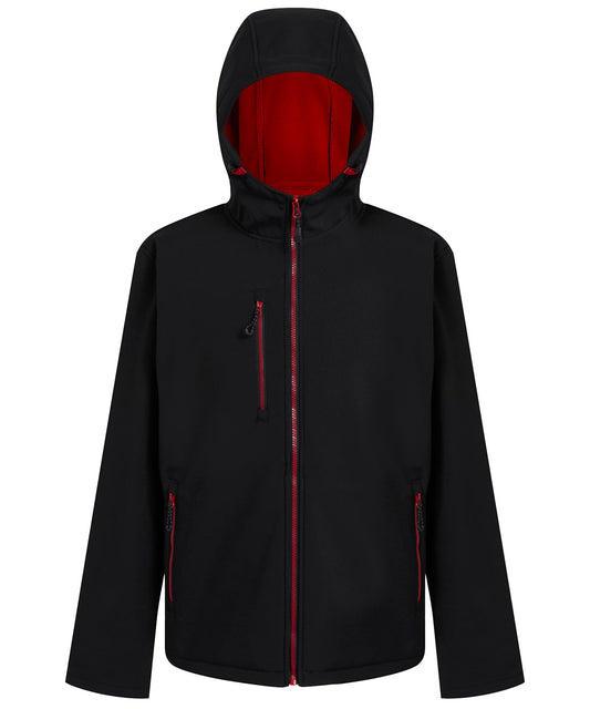 Regatta Professional RG594 Navigate 2-layer hooded softshell jacket in Black/Classic Red