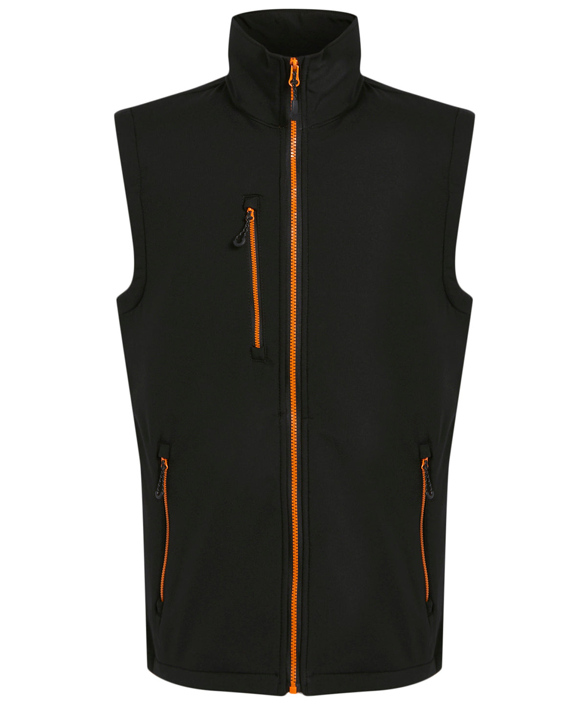 Regatta Professional RG595 Navigate 2-layer softshell bodywarmer in Black/Orange Pop