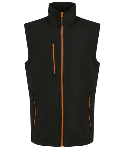 Regatta Professional RG595 Navigate 2-layer softshell bodywarmer in Black/Orange Pop