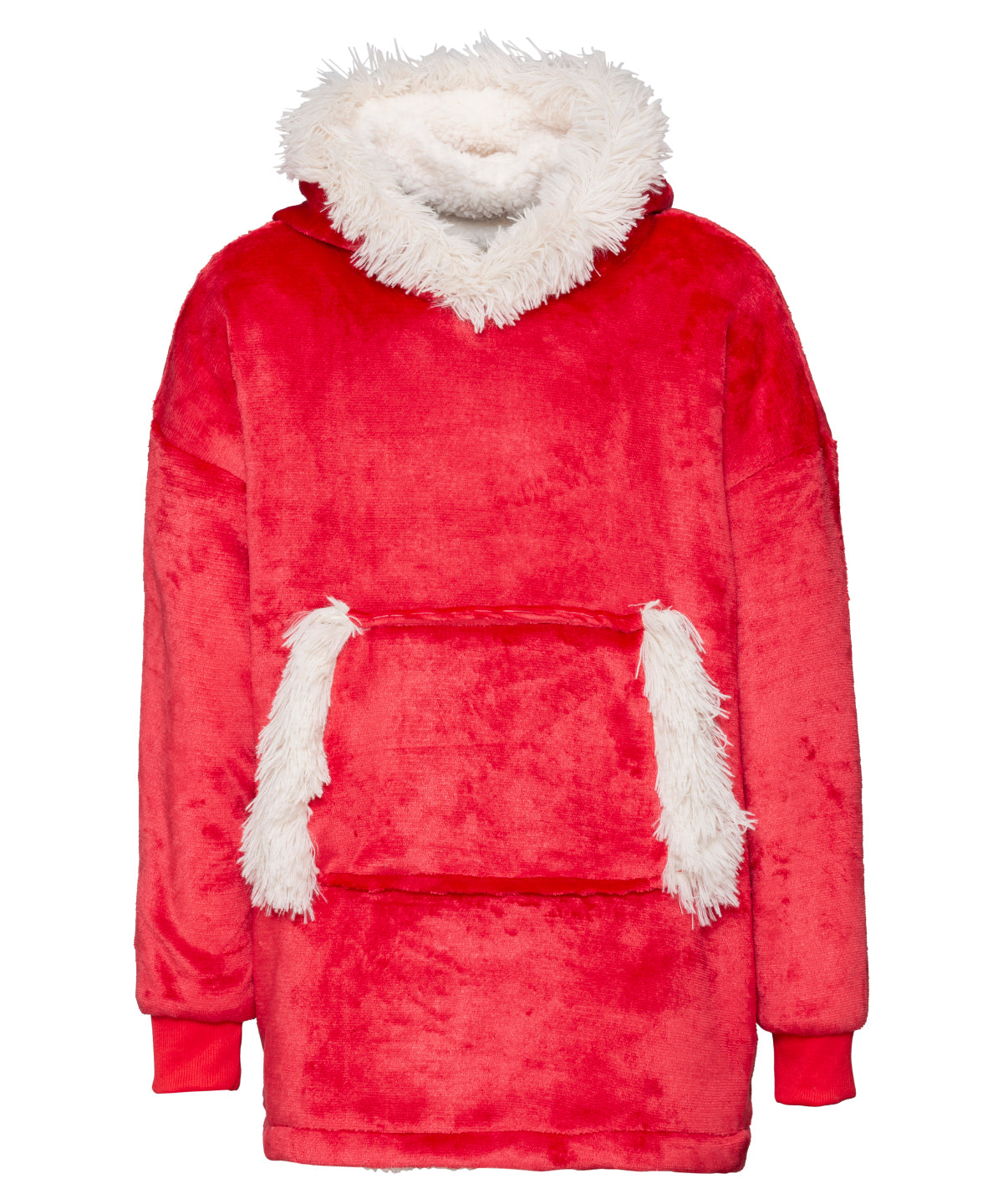 Ribbon RI003 The Kids Ribbon oversized cosy reversible sherpa hoodie in Christmas Red