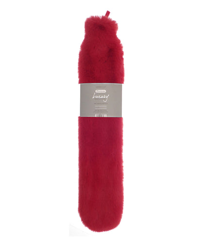 Ribbon RI022 Super luxury faux fur long hot water bottle and cover in Scarlet Red