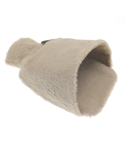 Ribbon RI023 Luxury foot hot water bottle and cover in plush faux fur in Natural
