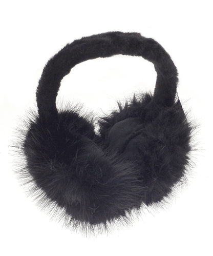 Ribbon RI028 Luxury fur ear muffs in Black