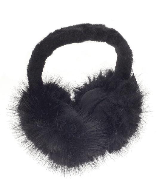 Ribbon RI028 Luxury fur ear muffs in Black