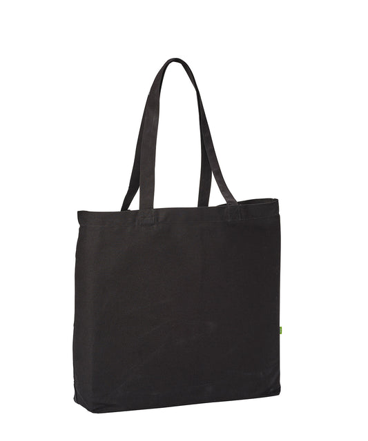 Nutshell® RL066 Organic canvas ‘flat base’ landscape shopper in Black