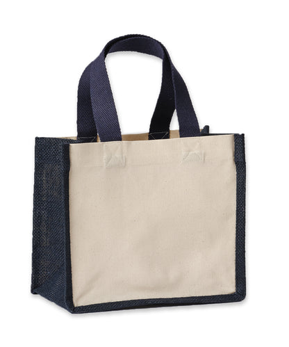 Nutshell® RL201 Jute canvas panel shopper in Natural/French Navy