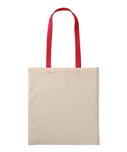 Nutshell® RL600 Recycled cotton shopper long handle in Natural/Fire Red