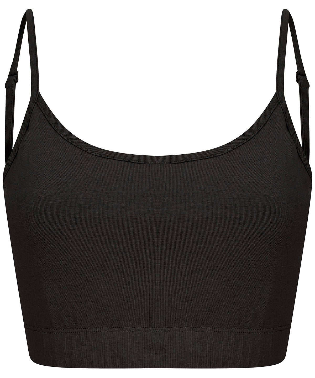 SF SK230 Women's sustainable fashion cropped cami top with adjustable straps in Black
