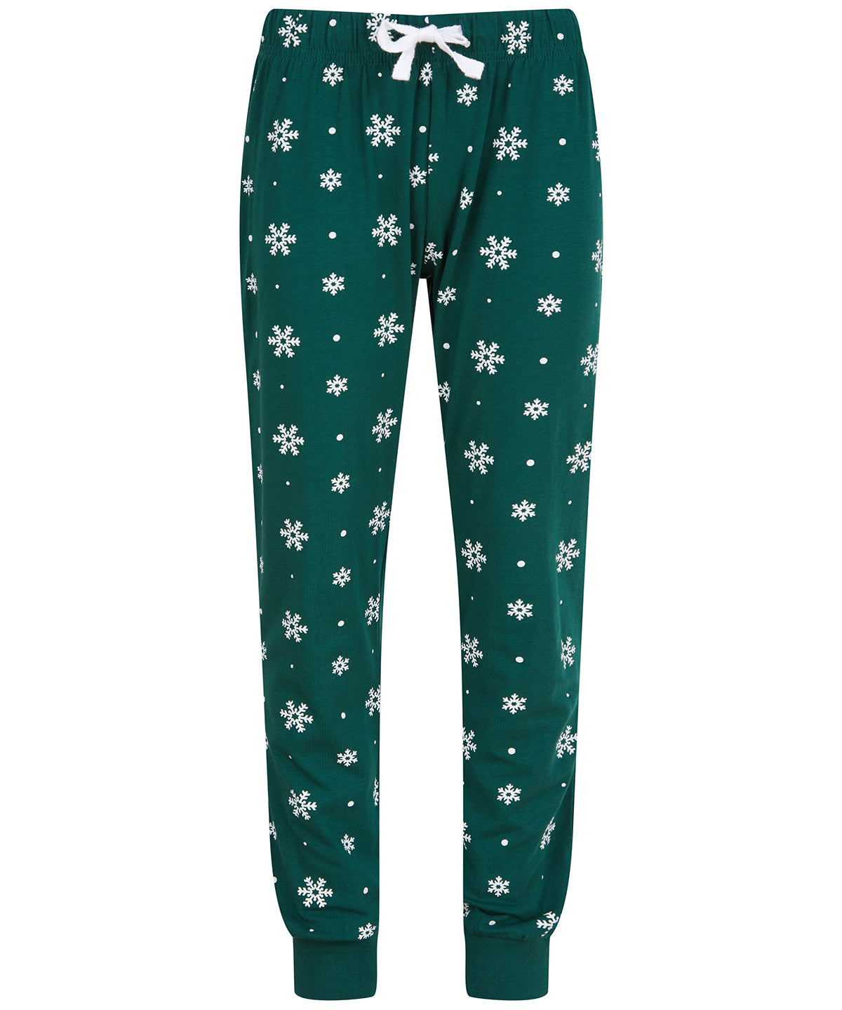 SF SM085 Kids cuffed lounge pants in Bottle/White Snowflakes