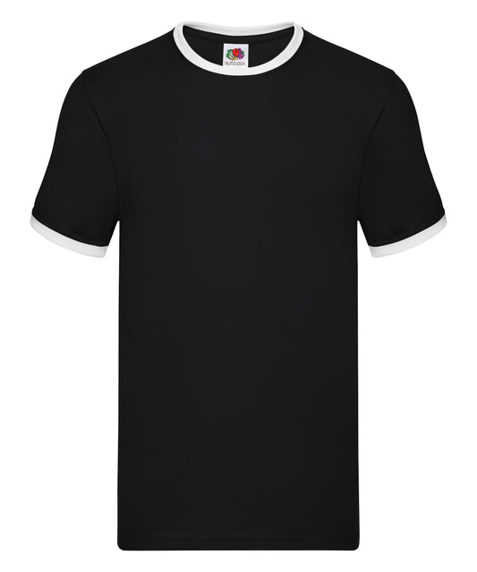 Fruit of the Loom SS168 Ringer T in Black/White