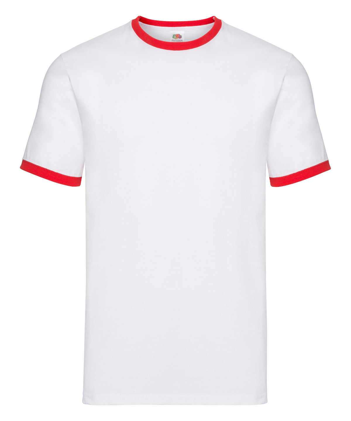 Fruit of the Loom SS168 Ringer T in White/Red
